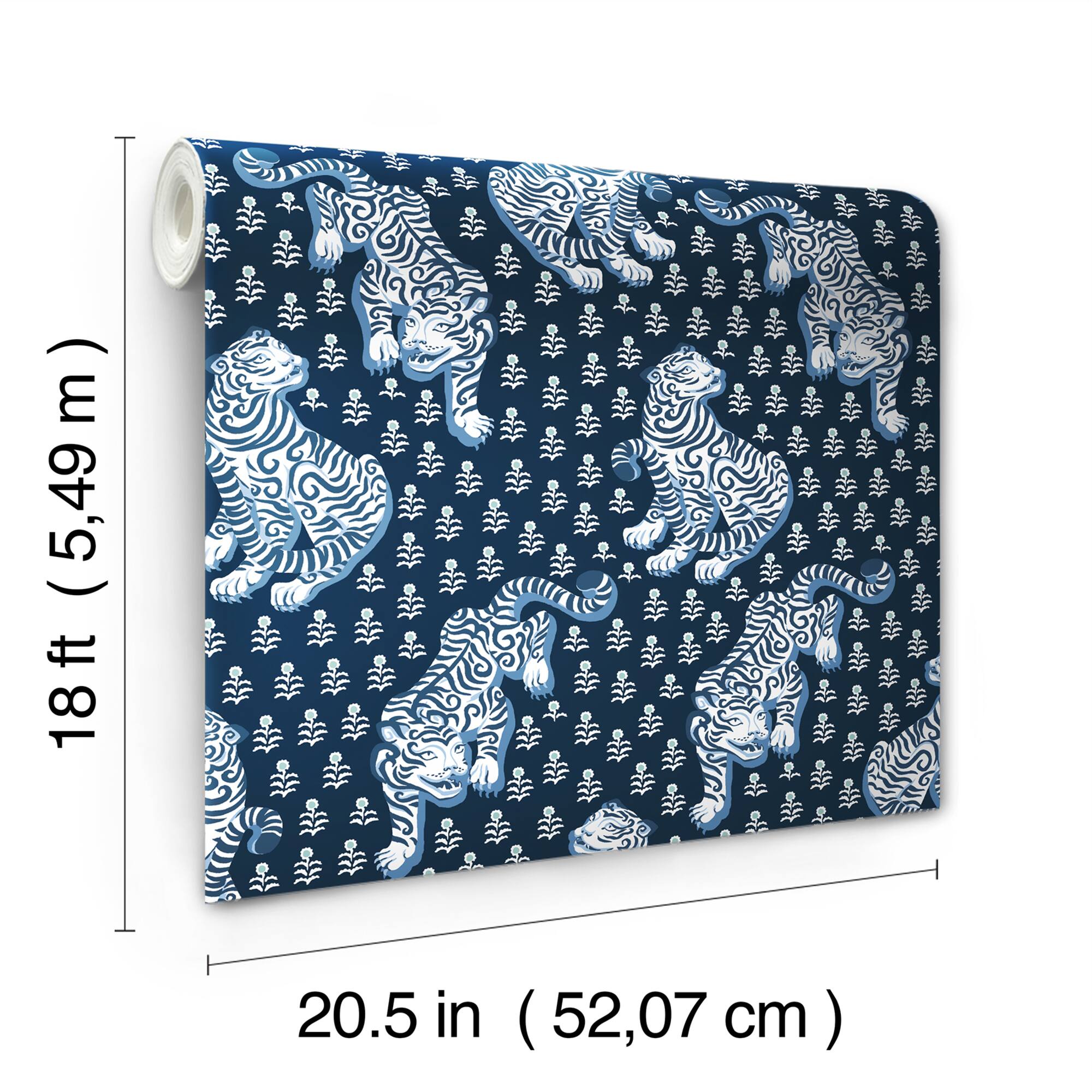 PrintFresh Tiger Queen Navy Peel & Stick Wallpaper